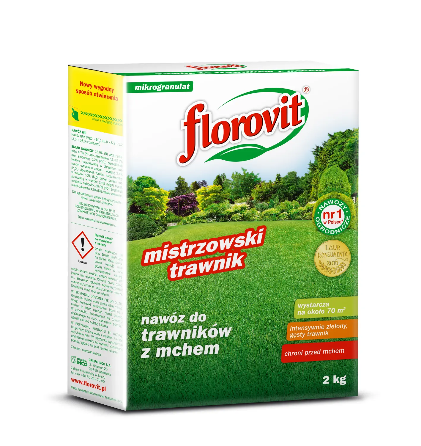 Florovit гранулированный для газонов с большим содержанием железа, коробка 2 кг