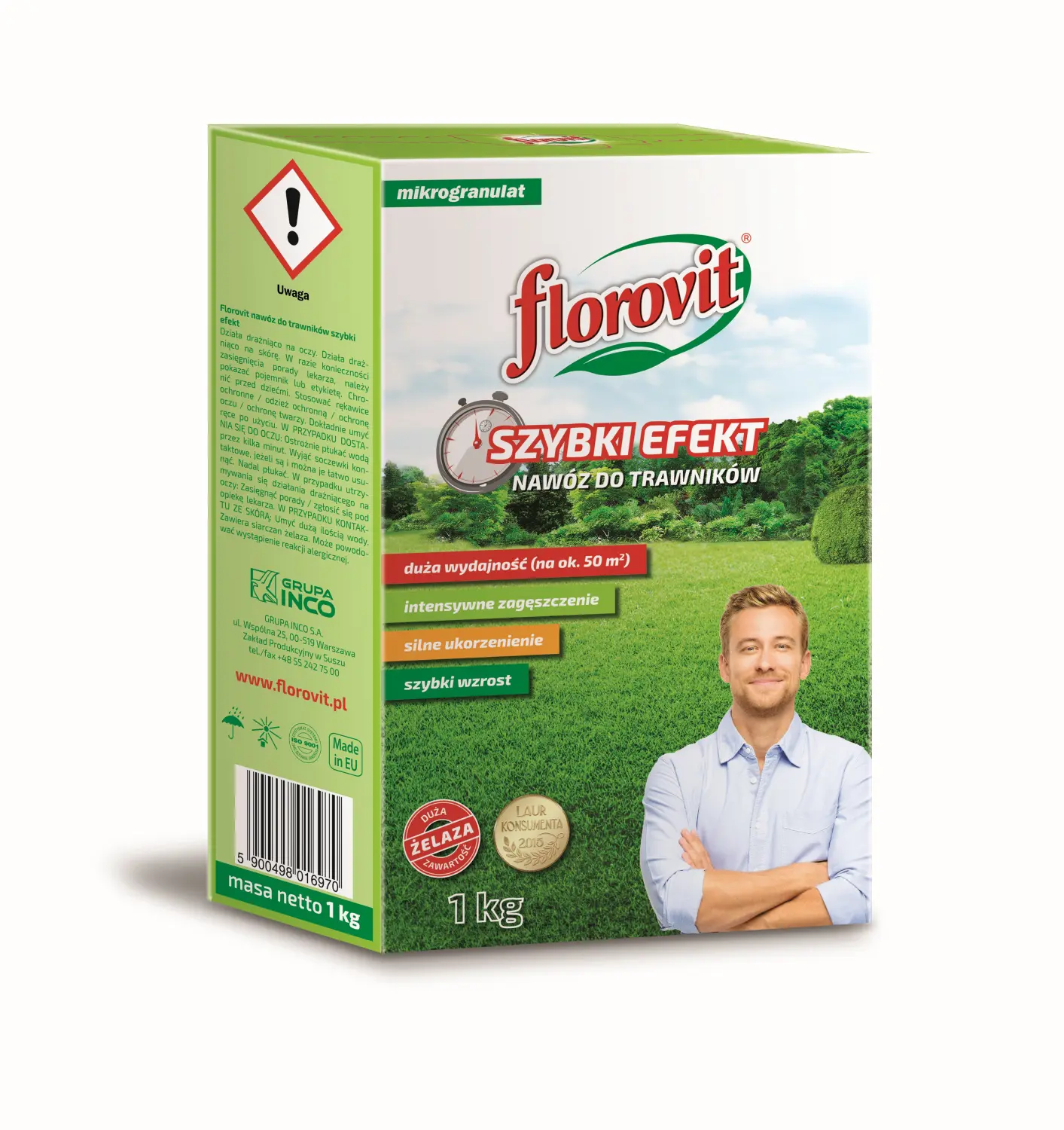 Florovit гранулированный быстрого действия для газонов, коробка 1 кг