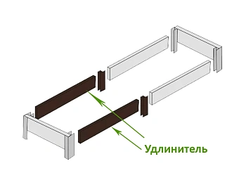 Грядка фактурная из ПВХ, венге, 2,0 х 1,0 х 0,2 м, уп