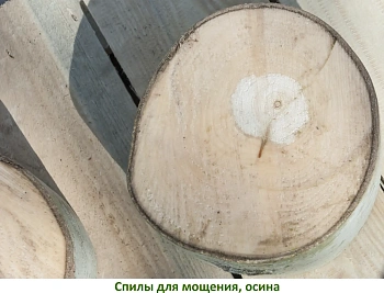 Спилы поквадратно осина для мощения (Ø 10-35см, h 8см), м.кв