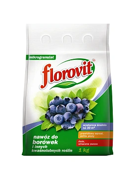 Florovit гранулированный для голубики, брусники, черники, клюквы и других кислотолюбивых растений, пакет 1 кг